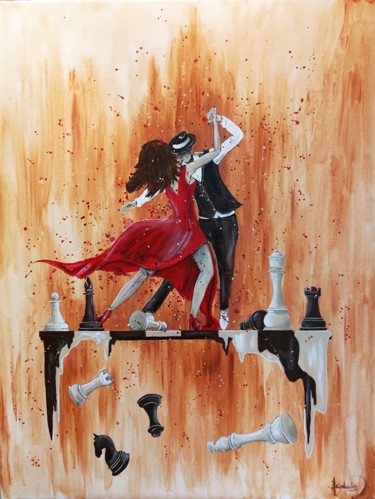 Painting titled "La danse des fous" by Julien Cortade, Original Artwork, Acrylic