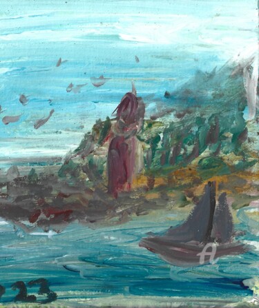 Painting titled "Moment marin" by Julien Danaux (Artdanaux), Original Artwork, Watercolor