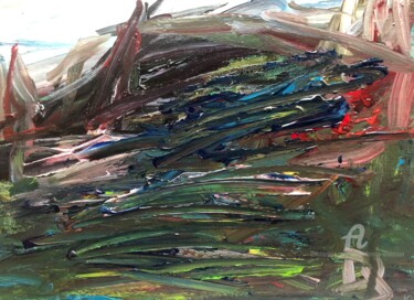 Pintura intitulada "Abstraction marine 1" por Julien Danaux (Artdanaux), Obras de arte originais, Aquarela
