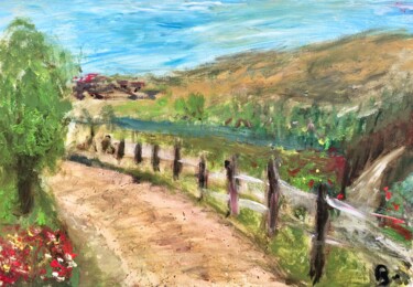 Peinture intitulée "Bord du canal du Ni…" par Julien Danaux (Artdanaux), Œuvre d'art originale, Huile Monté sur Châssis en b…