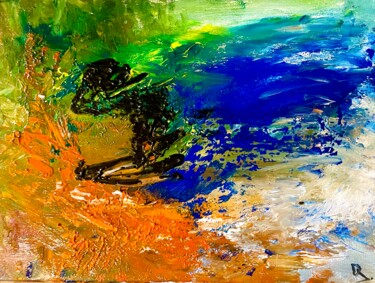 Pittura intitolato "Vue sur lac" da Julien Danaux (Artdanaux), Opera d'arte originale, Olio Montato su Telaio per barella in…