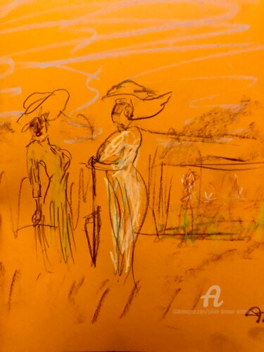 Tekening getiteld "Balade 1900" door Julien Danaux (Artdanaux), Origineel Kunstwerk, Houtskool