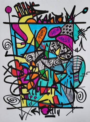 Dessin intitulée "Colors PoweR !" par Julien Grelier, Œuvre d'art originale, Marqueur