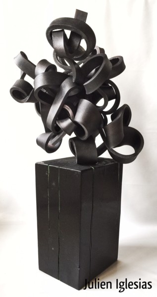 Skulptur mit dem Titel "black" von Julien Iglesias, Original-Kunstwerk, Holz