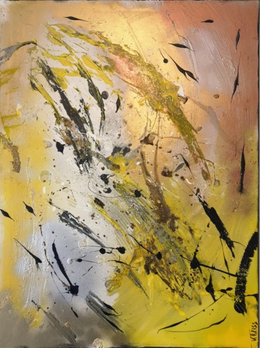 Painting titled "Yellow Stone" by Julien Kreiss, Original Artwork, Acrylic