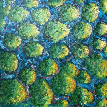 Schilderij getiteld "Mangrove" door Julien Lautier, Origineel Kunstwerk, Acryl Gemonteerd op Frame voor houten brancard