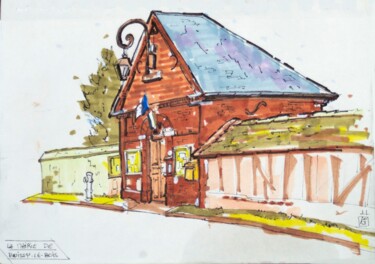 Zeichnungen mit dem Titel "Boissy townhall" von Julien Lemaire, Original-Kunstwerk, Marker