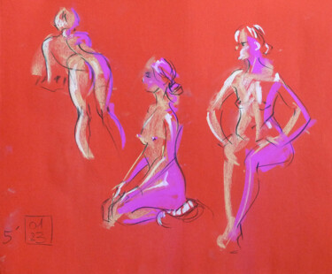 Drawing titled "Life drawing #2304" by Julien Lemaire, Original Artwork, Pastel