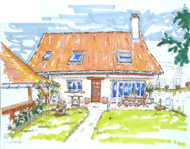 Disegno intitolato "My parents' home" da Julien Lemaire, Opera d'arte originale, Inchiostro