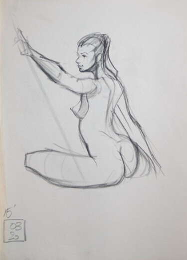 Drawing titled "Life drawing #2316" by Julien Lemaire, Original Artwork, Conté