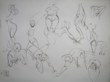 Dessin intitulée "Life drawing #2318" par Julien Lemaire, Œuvre d'art originale, Conté