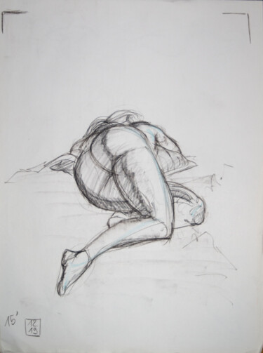 Drawing titled "Life drawing #2319" by Julien Lemaire, Original Artwork, Conté