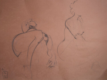 Tekening getiteld "Life drawing #2320" door Julien Lemaire, Origineel Kunstwerk, Conté