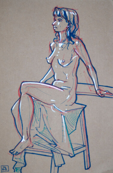 Рисунок под названием "Life drawing #2323" - Julien Lemaire, Подлинное произведение искусства, Маркер
