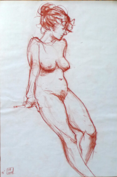 Drawing titled "Life drawing #2330" by Julien Lemaire, Original Artwork, Conté