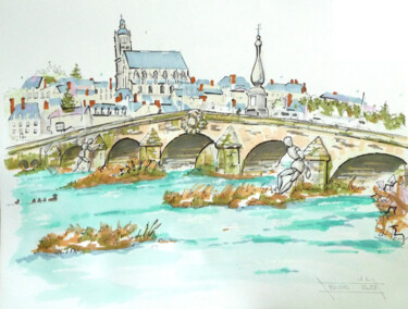 Dibujo titulada "On the banks of the…" por Julien Lemaire, Obra de arte original, Rotulador