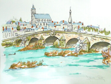 Dessin intitulée "On the banks of the…" par Julien Lemaire, Œuvre d'art originale, Marqueur