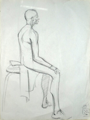Desenho intitulada "Life drawing #2335" por Julien Lemaire, Obras de arte originais, Conté