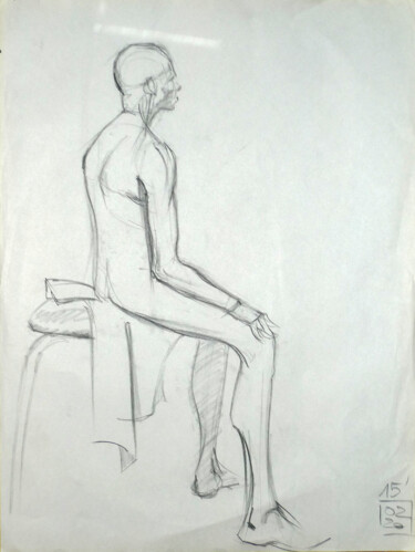 Drawing titled "Life drawing #2335" by Julien Lemaire, Original Artwork, Conté