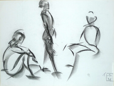 Tekening getiteld "Life drawing #2336" door Julien Lemaire, Origineel Kunstwerk, Houtskool