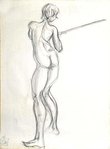 Dessin intitulée "Life drawing #2338" par Julien Lemaire, Œuvre d'art originale, Conté