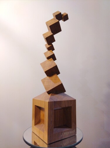 Sculpture titled "Cubes en équilibre" by Julien Mermet, Original Artwork, Wood