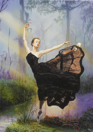 Peinture intitulée "danseuse a la robe…" par Moun'S, Œuvre d'art originale, Acrylique Monté sur Châssis en bois
