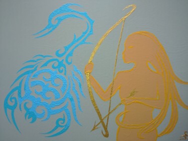 Painting titled "Scorpion et Sagitta…" by Julien Rault, Original Artwork, Acrylic