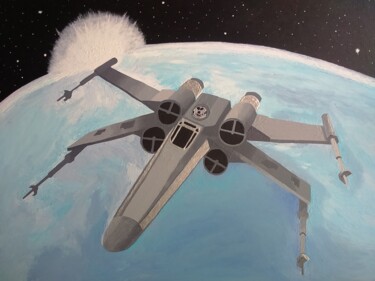 Painting titled "X-Wing 2" by Julien Rault, Original Artwork, Acrylic Mounted on Wood Stretcher frame