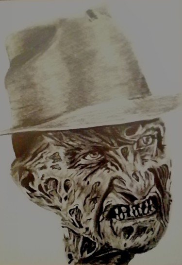 Dessin intitulée "Freddy 70 €" par Buenn, Œuvre d'art originale, Graphite