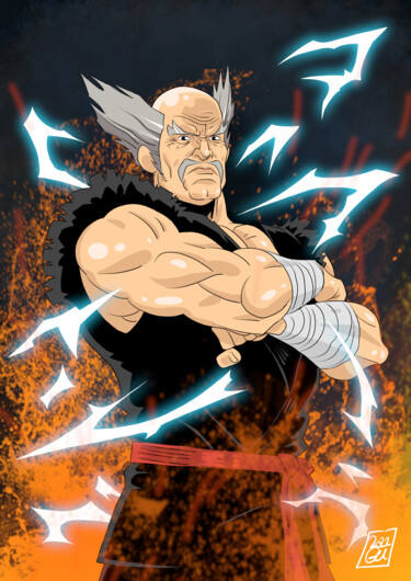 Digital Arts titled "Heihachi Mishima" by Julien Rouleau, Original Artwork, Digital Painting