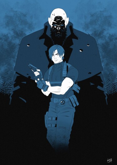 Цифровое искусство под названием "Resident Evil 4 - L…" - Julien Rouleau, Подлинное произведение искусства, Цифровая живопись