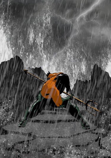 Arte digitale intitolato "Aquaman" da Julien Rouleau, Opera d'arte originale, Pittura digitale