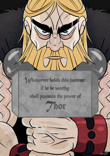 Digital Arts με τίτλο "Mighty Thor" από Julien Rouleau, Αυθεντικά έργα τέχνης, Ψηφιακή ζωγραφική