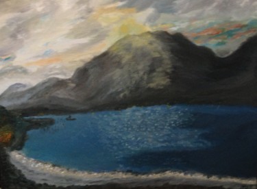 Schilderij getiteld "Le lac" door Julien Bonnivard, Origineel Kunstwerk, Olie