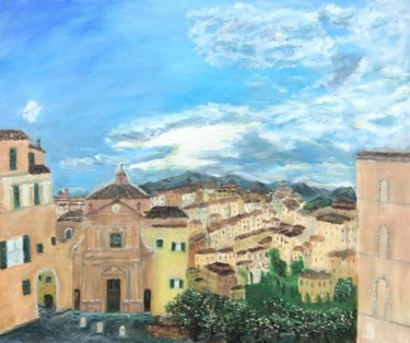 Painting titled "Vue de Sienne" by Julien Bonnivard, Original Artwork, Oil