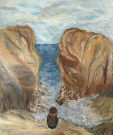 Peinture intitulée "Femme à la falaise" par Julien Bonnivard, Œuvre d'art originale, Huile