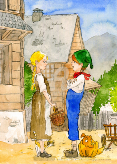 Painting titled "Katharina et Walter" by Julien Cachemaille, Original Artwork, Watercolor
