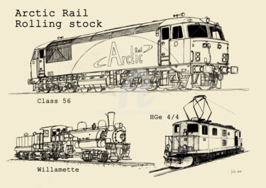 Tekening getiteld "Arctic Rail rolling…" door Julien Cachemaille, Origineel Kunstwerk, Grafiet