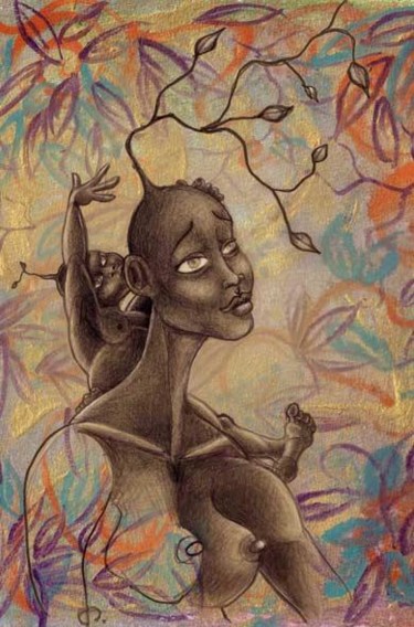 Dessin intitulée "L'amour dans l'enfa…" par Julien S, Œuvre d'art originale