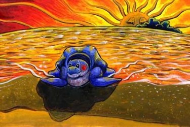 Dessin intitulée "Femelle tortue sort…" par Julien S, Œuvre d'art originale