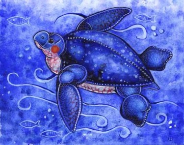 Dessin intitulée "Lulu la tortue (aqu…" par Julien S, Œuvre d'art originale