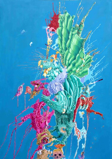 Pintura titulada ""Le chasseur de per…" por Julien Sama, Obra de arte original, Acrílico Montado en Bastidor de camilla de m…