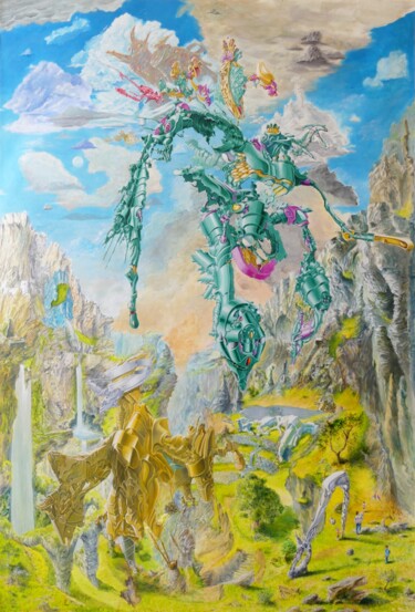 Pintura titulada ""départ de l'hémisp…" por Julien Sama, Obra de arte original, Acrílico Montado en Bastidor de camilla de m…