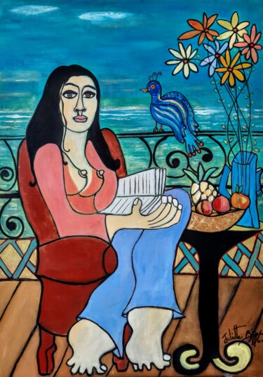 Painting titled "La mer prevert et m…" by Juliette B'Art, Original Artwork, Acrylic