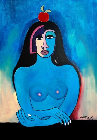 Peinture intitulée "La cavalière bleue…" par Juliette B'Art, Œuvre d'art originale, Acrylique