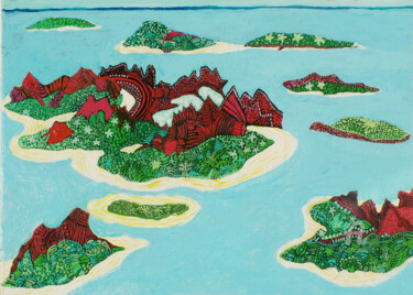 Malerei mit dem Titel "Mes îles..." von Juliette Jouanny, Original-Kunstwerk, Acryl