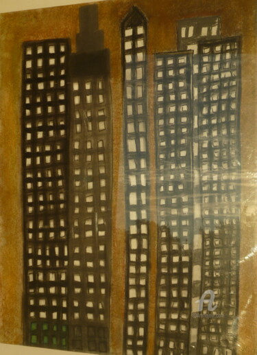 Dessin intitulée "Paris La Défense" par Juliette Jouanny, Œuvre d'art originale, Fusain