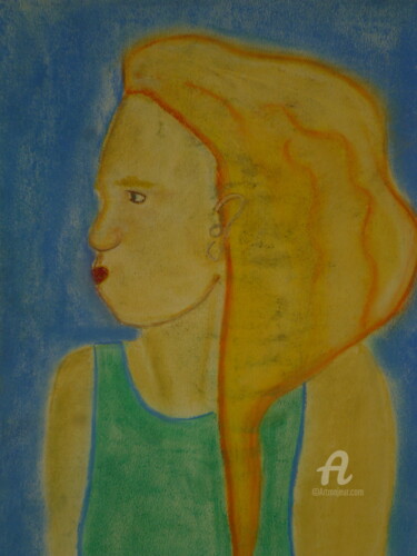 Drawing titled "Portrait" by Juliette Jouanny, Original Artwork, Chalk