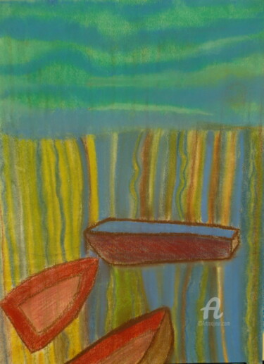 Рисунок под названием "Barques échouées" - Juliette Jouanny, Подлинное произведение искусства